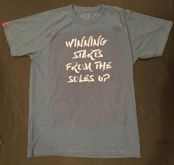 Blue Raglan Winning From The Soles Up Tee