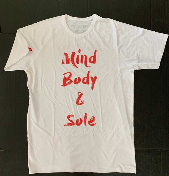 White/Red Mind Body & Sole Raglan Tee