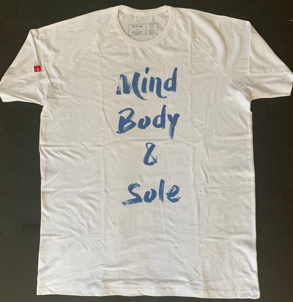 White/Royal Blue Mind Body & Sole Raglan Tee